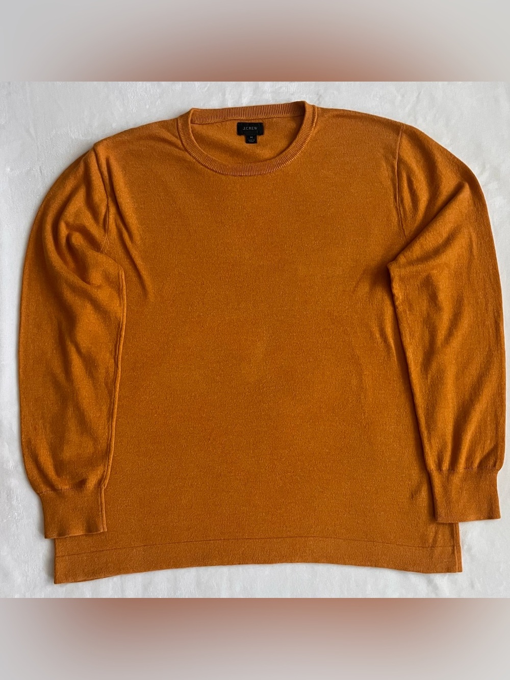 J. Crew Slouchy 100% Cotton Crewneck Pullover Sweater in Warm Heathered Ochre
